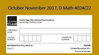 October November 2017 D Math 4024 22 Solution by Ferhan Mazher [upl. by Nhtanhoj]