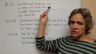 Understanding American Money  Part 2  Writing Saying Vocabulary Grammar [upl. by Enymsaj]