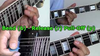 How to Read Guitar Tabs  Bend b Release rPull Off p wwwFarhatGuitarcom [upl. by Qifar]