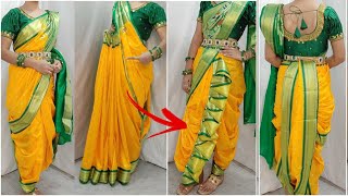 How to easily drape your 9 meter saree perfectlyZigZag nauwari saree drapingby GLAMBEAUTYYS [upl. by Irakuy270]