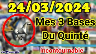 Pronostics PMU Mes 3 bases incontournable DIMANCHE 24 MARS 2024 AUTEUIL [upl. by Nabala]