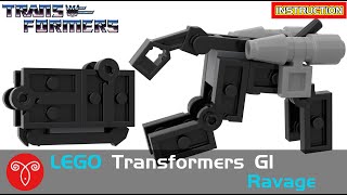 Lego Transformers MOC G1 Ravage Decepticon How to Tutorial Mini Cassette Mecha [upl. by Nevetse]