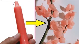 How To Make Candle Flower  How To Make Flower Decoration With Candle Wax  Candle Wax Flower DIY [upl. by Fairley210]