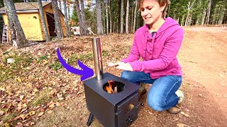 Mini Wood Stove that we BOUGHT off the INTERNET for our TINY CABIN [upl. by Ajiak]