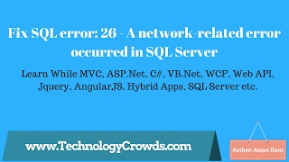 Fix SQL error 26  A networkrelated error occurred in SQL Server [upl. by Hoopen841]