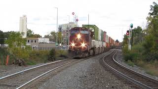 DOUBLE STACK CP 8064 and 8950 on CP 132 at Streetsville [upl. by Atiuqnahs324]