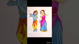 Shree krishna and Radha drawing 😍 art shorts [upl. by Figone293]