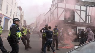 Batons out Clashes in Cheltenham town centre as rival football teams clash before match [upl. by Leisha]