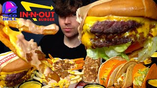 ASMR MUKBANG INNOUT amp TACO BELL  ANIMAL STYLE FRIES amp NACHO FRIES  WITH CHEESE  Magic Mikey [upl. by Eslud]