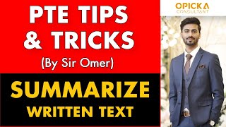 PTE Summarize Written Text  PTE Tips ampTricks by Sir Omer [upl. by Anicnarf]