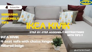 IKEA KIVIK 4Seat Sofa With Chaise Longue  Assembly guide and Tips [upl. by Ecinrev]