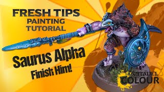 Seraphon Saurus Warrior Alpha Fresh Tips painting tutorial pt 5 ageofsigmar [upl. by Ratna]