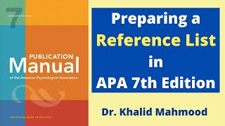 Preparing a Reference List in APA 7th Edition UrduHindi  Dr Khalid Mahmood [upl. by Ede]