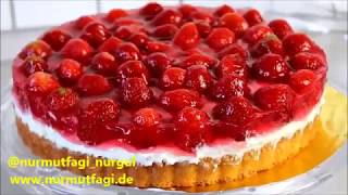 En Kolay çilek 🍓 Pastası tarifi  Çilek rüyası  kolay çilekli tart  Nurmutfagi NurGüL [upl. by Rennane]