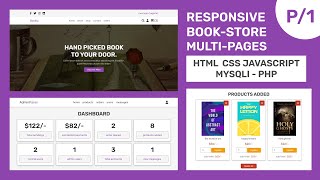 Complete Responsive Book Store Website Design With Admin Dashboard  HTML CSS JavaScript PHP MySQL [upl. by Nhguav]