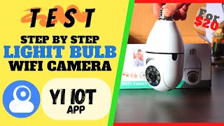 Light Bulb Camera PTZ E27 Waterproof YI IoT APP Setup Test Unboxing Review [upl. by Spielman315]