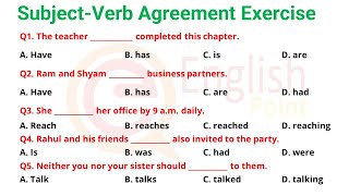 SubjectVerb Agreement Exercise  Most Important MCQs [upl. by Rodger]