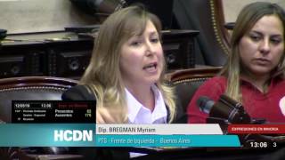 Diputada Bregman Myriam  Expresiones en minoría  12052016 [upl. by Silvan]