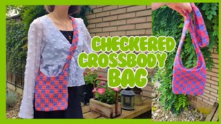 Checkered crossbody bag  CROCHET TUTORIAL [upl. by Akila]