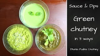 Green Chutney in 3 Ways  3 Types of Dhania Pudina Coriander Mint Chutney  Indian Chutney Recipe [upl. by Tteragram551]