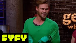 GEEKS WHO DRINK Spoilers  Grey Damon vs Josh Brener in Jurrasic Quarters  SYFY [upl. by Hertberg]