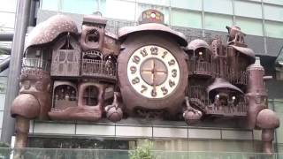 Hayao Miyazakis Giant Clock in Shiodome Tokyo Japan [upl. by Teloiv679]