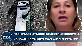 LIBANON Nach PagerAttacke Neue Welle von Explosionen von WalkieTalkies Was wir bisher wissen [upl. by Lydnek]