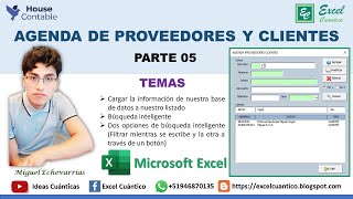 Agenda de Proveedores y Clientes VBA Excel Macros  Parte 05 quotMostrar y Búsqueda Inteligentequot [upl. by Lesirg]