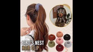 New Womens Bird Nest Magic Hair Clip Expandable Retractable Hair Claw Ponytail Holder [upl. by Gravante]