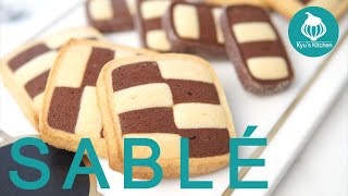 Sable cookies with checkerboard marbleHOW TO MAKE MARBLE SABLE [upl. by Acilef]