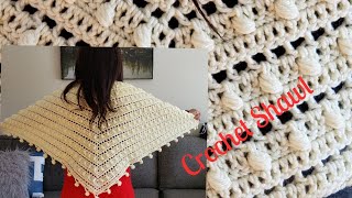 Crochet Puff Stitch Shawl [upl. by Sucramrej]