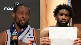 Kevin Durant couldnt believe Embiid dropped 70 points FULL Postgame Interview [upl. by Enelrak]