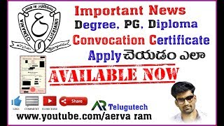 How to apply OU Convocation certificate  Osmania university  OD Certificate [upl. by Atinhoj]