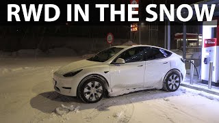 Tesla Model Y RWD with BYD Blade battery Geilo test [upl. by Wanda]