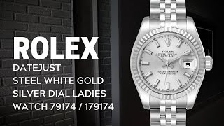 Rolex Datejust Steel White Gold Silver Dial Ladies Watch 79174  179174 Review  SwissWatchExpo [upl. by Asia]