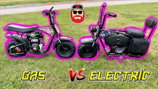 Cheapest Gas Vs Electric Mini Bike  Oryxearth 105cc Vs 1000 Watt Mini Bike [upl. by Tennies495]