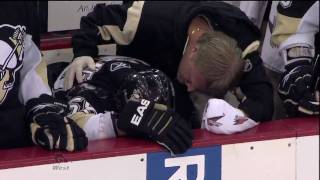 Steve MacIntyre bulldozes Kris Letang HD [upl. by Nrol]