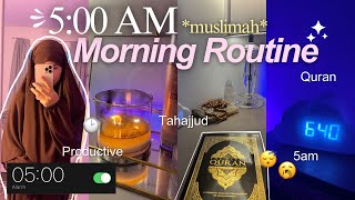 5AM MUSLIMAH MORNING ROUTINE 🎀  praying tahajjud reading quran journaling motivational routine [upl. by Onitsirc]