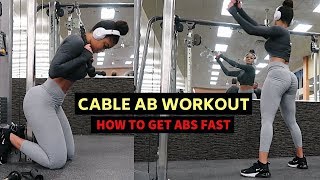 INTENSE CABLE ONLY AB WORKOUT  GET ABS FAST [upl. by Treblig]