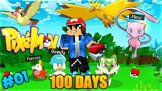 100 DAYS SURVIVE IN MINECRAFT PIXELMON  Episode 1 [upl. by Ssenav]