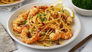 Spicy Garlic Prawn Pasta in 20 minutes  Quick amp Easy [upl. by Nolahc10]