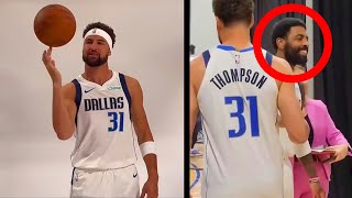 Klay Thompson in MAVS gear  Kyrie Irving HYPED😆 [upl. by Anidam]