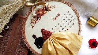 Couple Hoop Art  Bride and Groom Embroidery Design  Calendar Hoop Embroidery [upl. by Kelci235]