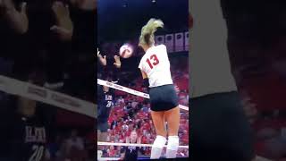 Whitney Lauenstein Kill Shot Nebraska Husker Blackshorts Volleyball vs Loyola 9122 huskers gbr [upl. by Ahsenad]