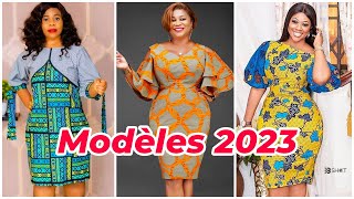 2023 Dernières Robes Courtes Africaines en Pagne Pour Soirées Mariage en Soie Bazin Tissu [upl. by Yednil2]