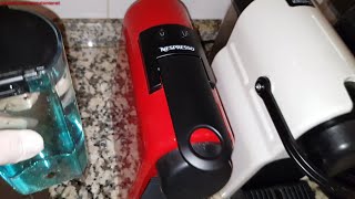 Descaling How to descale a Nespresso Delonghi amp Krups Essenza Mini coffee machine step by step [upl. by Leede26]