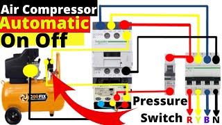 automatic on off air compressor connection with pressure switch  air compressor wiring diagram [upl. by Wixted163]