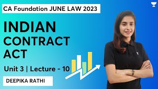 Indian contract Act  Unit 3  Lecture 10  CA Foundation Law  Deepika Rathi [upl. by Yenhoj]