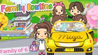 Miga World BIG FAMILY ROUTINE 🛀🏻🧺👨‍👩‍👧‍👦family ROLEPLAY Miga town tocaboca [upl. by Ecyal756]