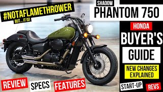 New Honda Shadow Phantom 750 Review Specs Changes  Exhaust FLAMES  VT750 Cruiser Motorcycle [upl. by Brenton309]